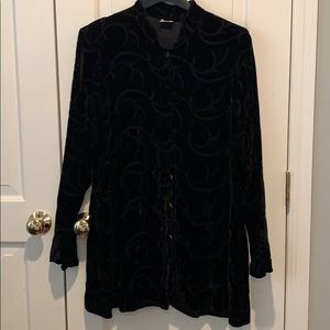 Beth Schaeffer Velvet Black Button Down Medium